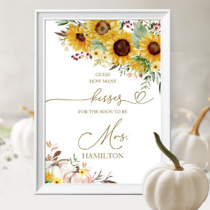 Poster Pancarte de Mariage Fleur de Tournesol Combien de
