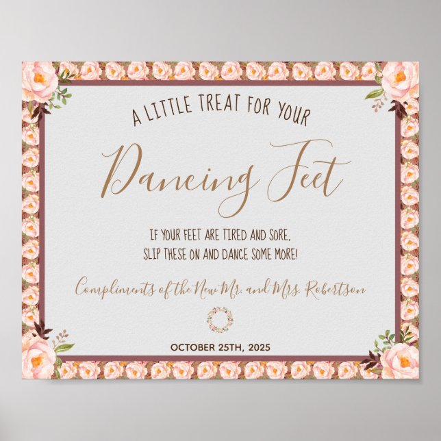Poster Pancarte de mariage Flip Flops Pieds dansants Cadr (Devant)