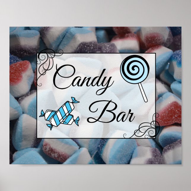 Poster Pancarte de mariage ou de Baby Shower Candy Bar (Devant)