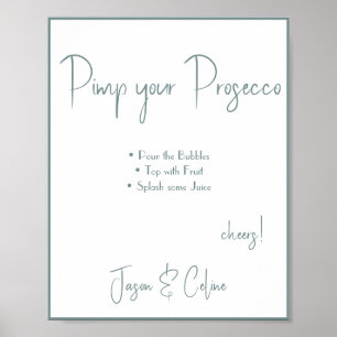 Poster Pancarte de mariage Prosecco à personnaliser