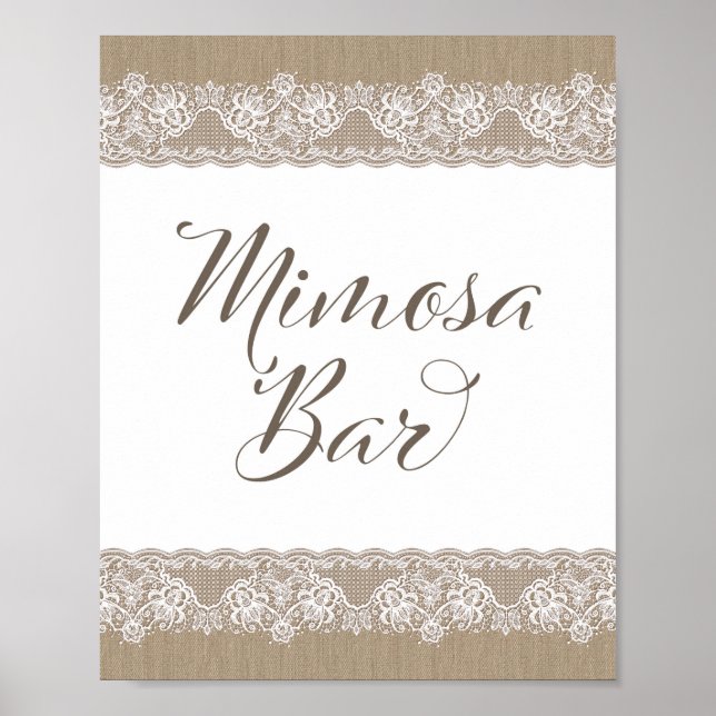 Poster Pancarte de mariage rustique en jute et dentelle,  (Devant)
