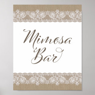 Poster Pancarte de mariage rustique en toile de jute et d