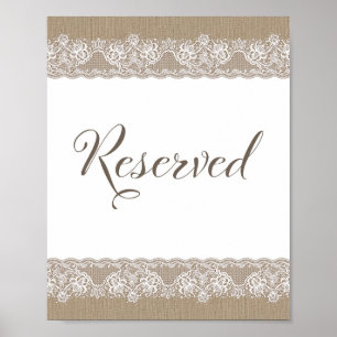 Poster Pancarte de mariage rustique en toile de jute et d