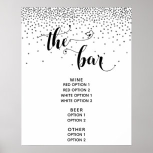 Poster Pancarte de menu « The Bar » avec écriture cœur et