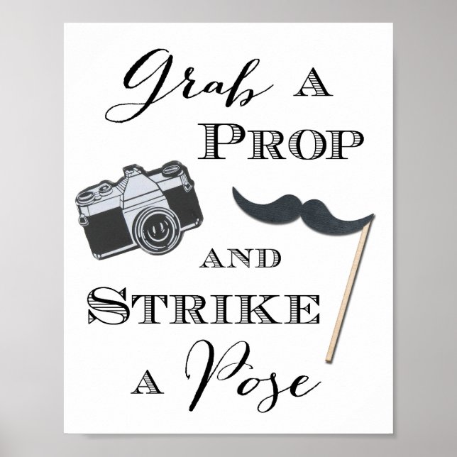 Poster Pancarte de Photobooth pour Mariage Prends un Acce (Devant)