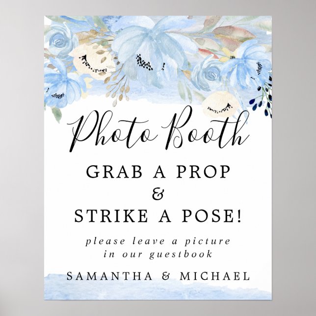 Poster Pancarte de Photomaton de mariage floral aquarelle (Devant)