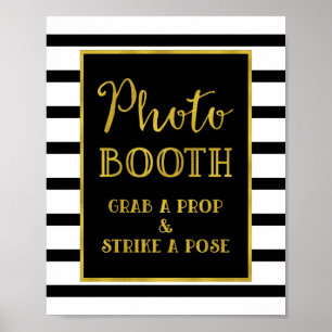 Poster Pancarte de Photomaton de Mariage Rayures Noires e