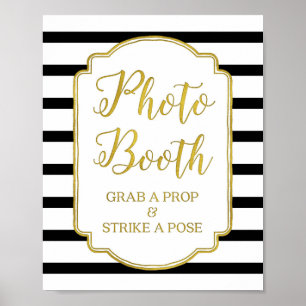 Poster Pancarte de Photomaton de Mariage Rayures Noires e