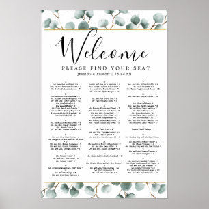 Poster Pancarte de plan de table de mariage à la verdure