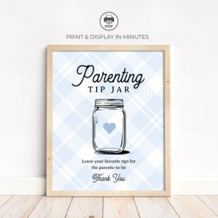 Poster Pancarte de pot à conseils de parenting à carreaux
