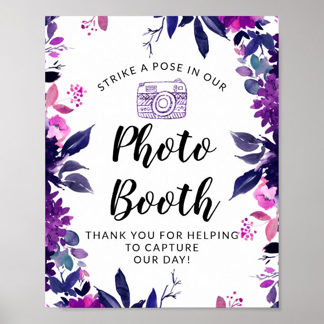 Poster Pancarte de réception de mariage avec cabine photo (Devant)