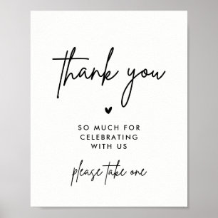 Poster Pancarte de remerciement de mariage minimaliste, v