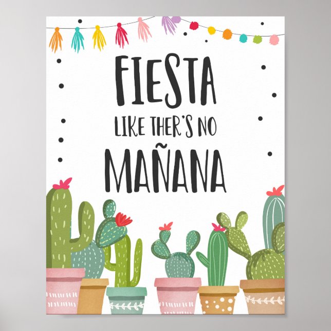 Poster Pancarte de table Cactus Fiesta comme s'il n'y ava (Devant)