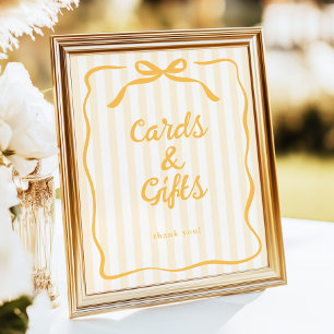 Poster Pancarte de table 'Cartes & Cadeaux' jaune