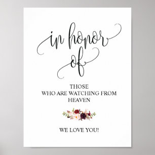 Poster Pancarte de table commémorative de mariage en call