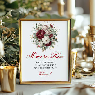 Poster Pancarte de table de bar à Mimosa Boho Blush Burgu