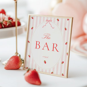 Poster Pancarte de table de bar Stripes & Strawberries