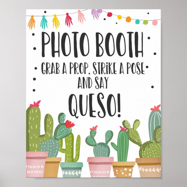 Poster Pancarte de table de fête Cactus pour Photomaton (Devant)
