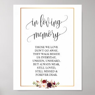 Poster Pancarte de table de mariage à la mémoire v3