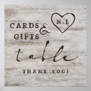 Poster Pancarte de table de mariage Carved Sweetheart Car