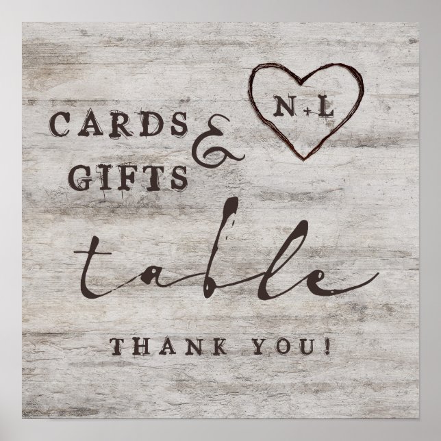 Poster Pancarte de table de mariage Carved Sweetheart Car (Devant)