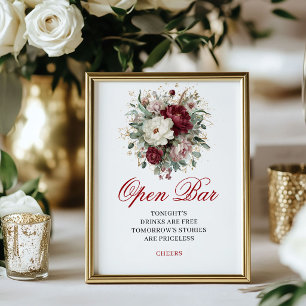 Poster Pancarte de table ouverte Burgundy Blush de créate