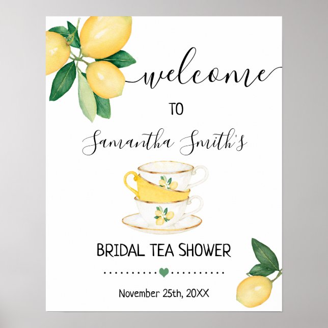 Poster Pancarte de thé de mariage de bienvenue Citrons Ci (Devant)