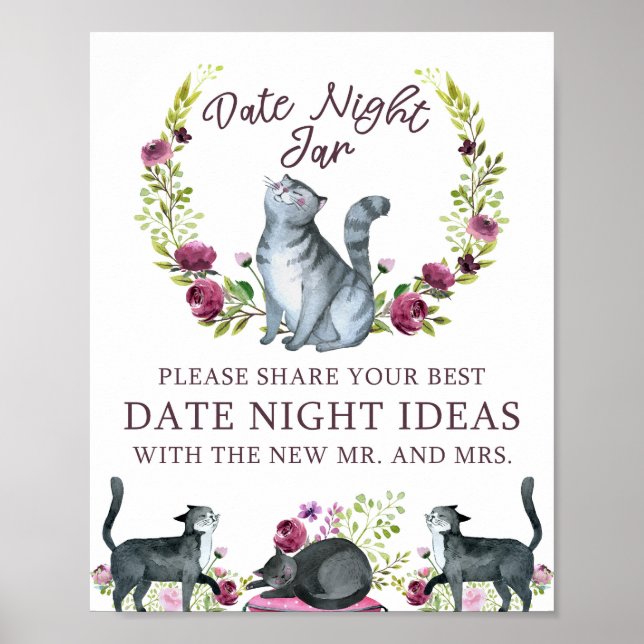 Poster Pancarte de thème de chat pour pot de nuit de noce (Devant)