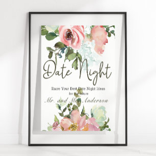 Poster Pancarte élégante florale coquille d'oeuf et blush