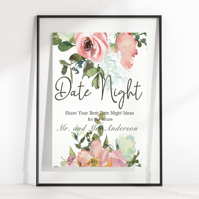 Poster Pancarte élégante florale coquille d'oeuf et blush (Créateur téléchargé)