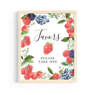 Poster Pancarte Favoris Fraise Myrtille - Veuillez En Pre