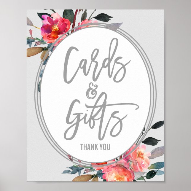 Poster Pancarte Fleurs et Cadeaux Couronne de Fleurs Gris (Devant)