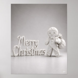 Poster Pancarte Joyeux Noël au pain d'épice en origami