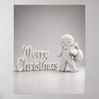 Poster Pancarte Joyeux Noël au pain d'épice en origami