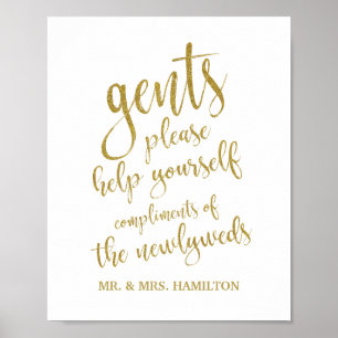 Poster Pancarte Mariage Panier Salle de Bain Messieurs Pa