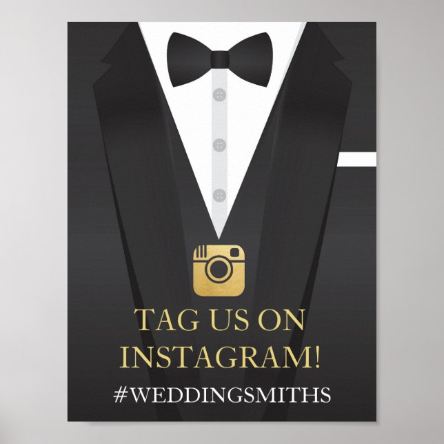Poster Pancarte noeud papillon Tuxedo Instagram Réception (Devant)