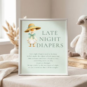 Poster Pancarte pour Baby Shower Couches de Nuit Sage Béb