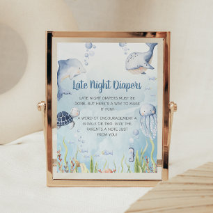 Poster Pancarte pour couches de nuit Bleu sous la mer