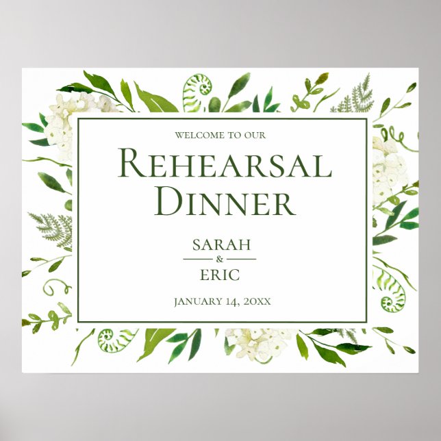 Poster Pancarte pour le dîner de répétition floral avec d (Devant)
