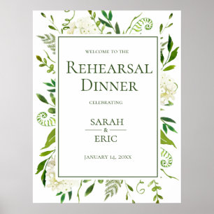 Poster Pancarte pour le dîner de répétition floral avec d