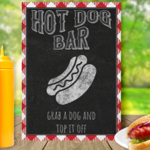 Poster Pancarte pour une fête BBQ Bar à Hot-Dogs je fais
