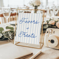 Pancarte rayée bleue vintage pour faveurs et frian