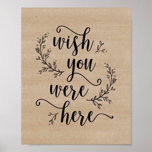 Poster Pancarte Rustic Vines Mariage Souhaiter que vous s (Devant)