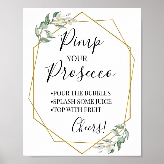 Poster Pancarte verdure or dorée pour prosecco (Devant)