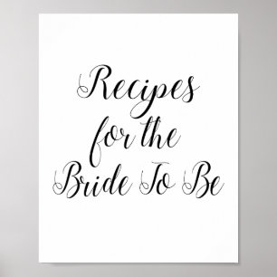 Poster Pancartes de recettes pour la future mariée Shower