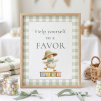 Pancréatique Sage Gingham Faveur Signe Bain de Béb