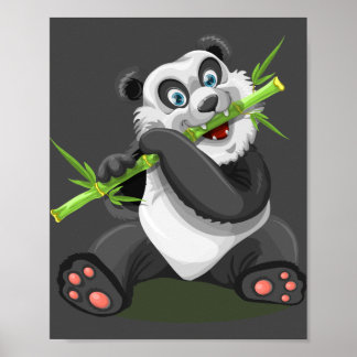 Poster panda animal bambou mangeur sauvage