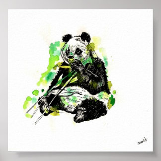 Poster Panda aquarelle