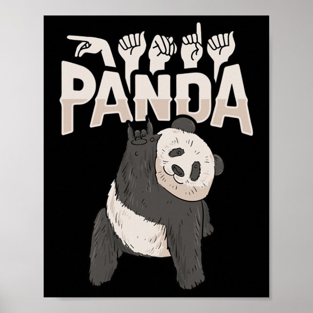 Poster Panda Asl Gesture main Sourde Sensibilisation à la (Devant)