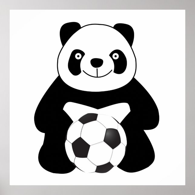 Poster Panda avec un ballon de football (Devant)